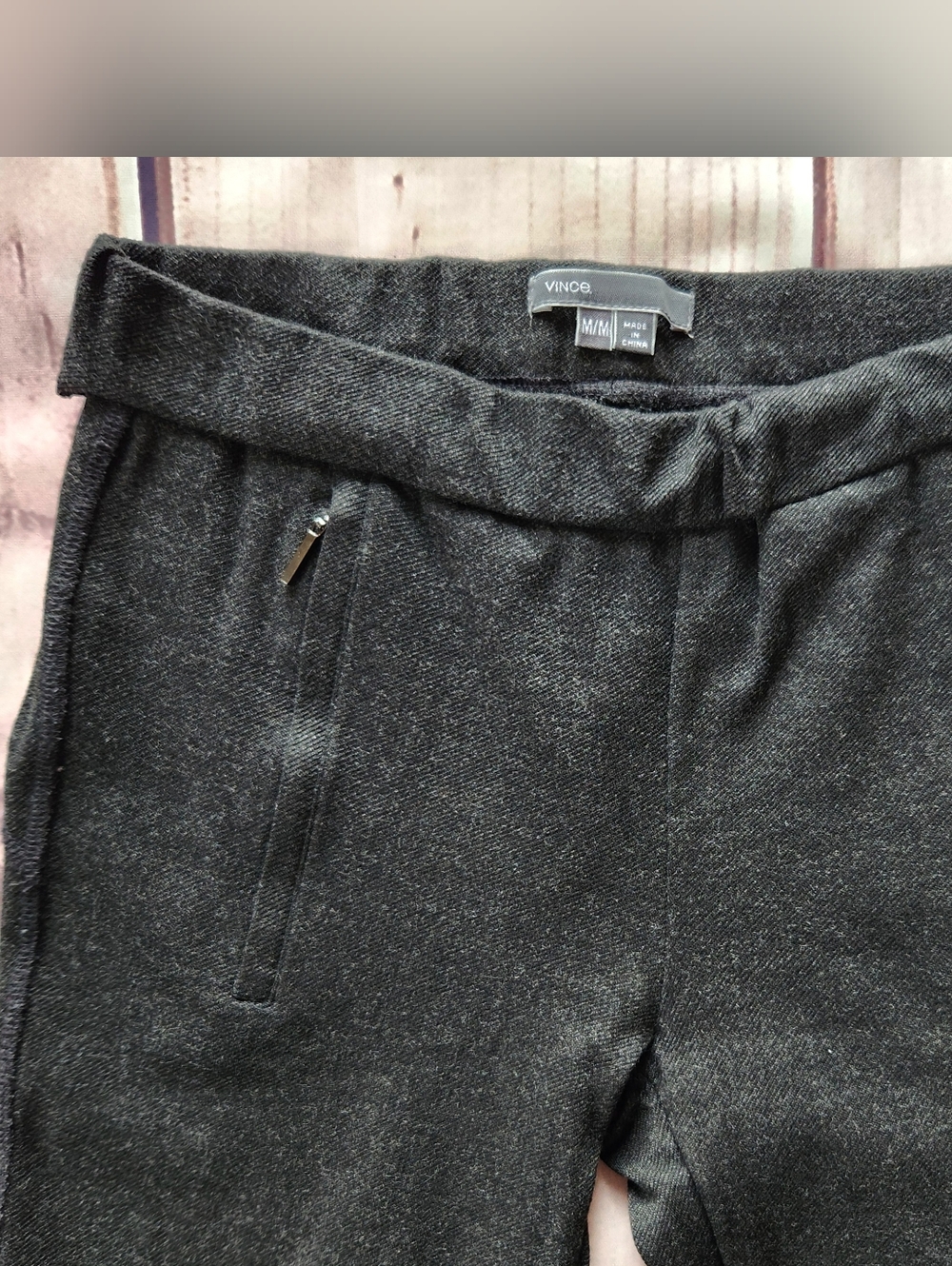 Vince Stretch Dress Pant Trouser Heather Grey Black | Women's Size M - Picture 3 of 10